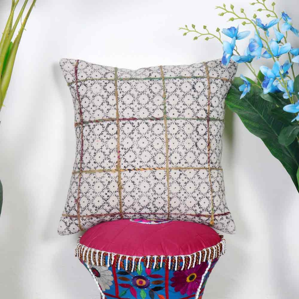 COTTON PRINTED DESIGNER EMBROIDERY CUSHION COVER FOR DECOR HOME