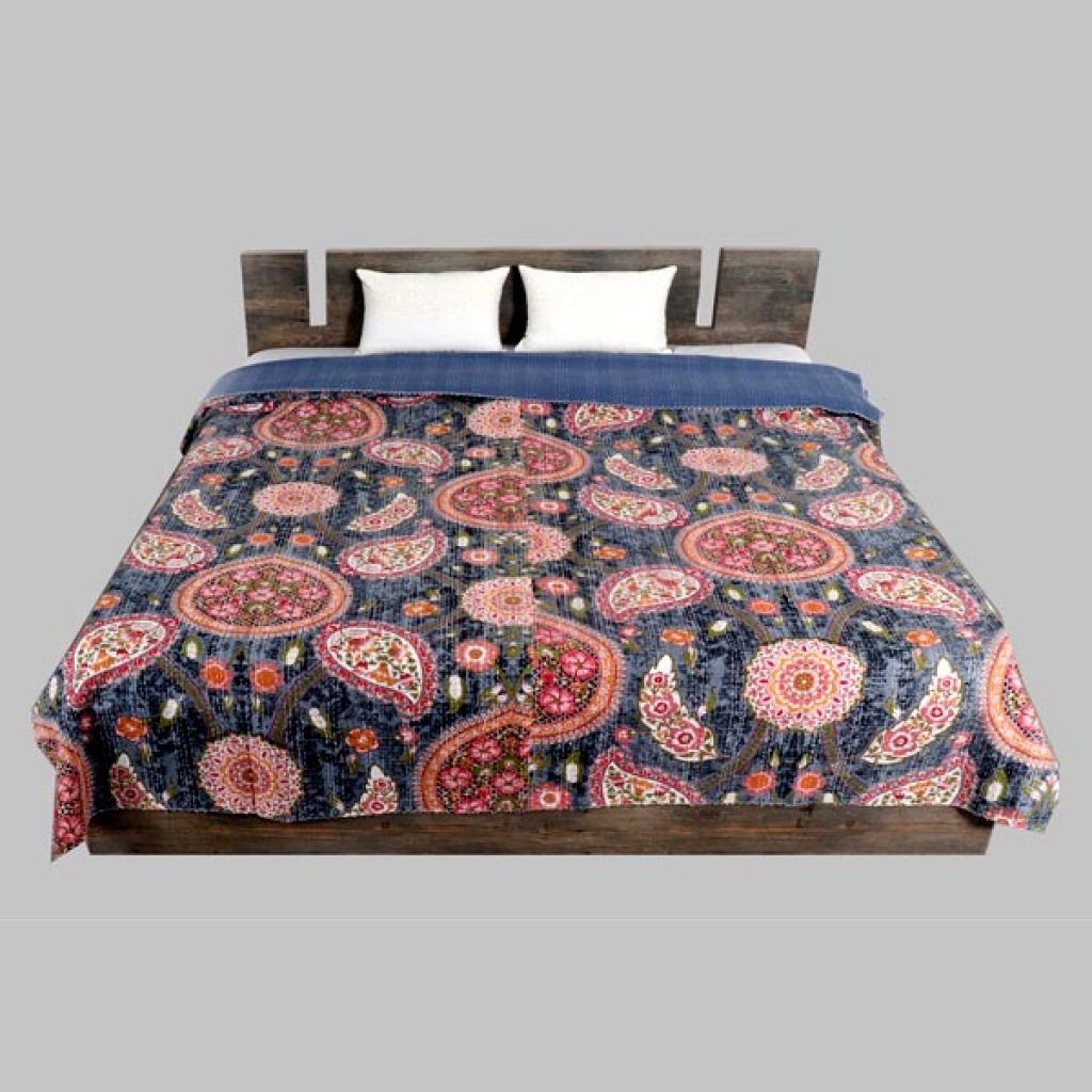 Handmade Cotton Kantha Bed Cover