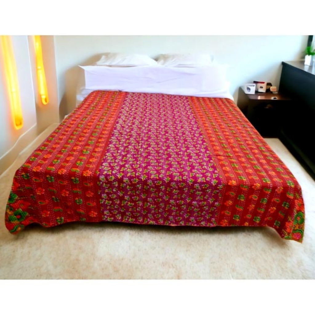 Handmade Cotton Kantha Bed Cover