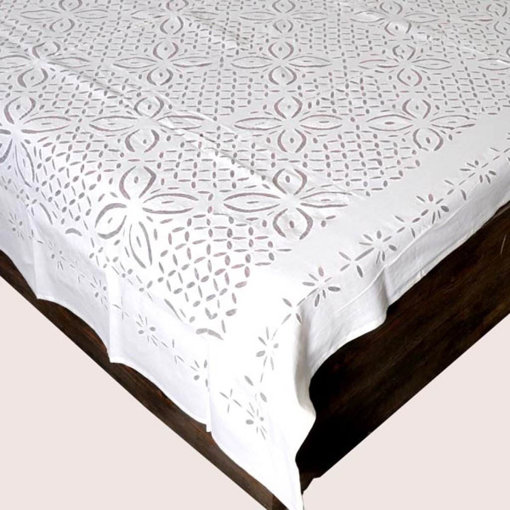 Handmade Antique Design Cut Work Bedsheet