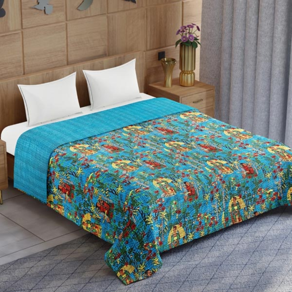 KANTHA BED COVER FARIDA PRINTED