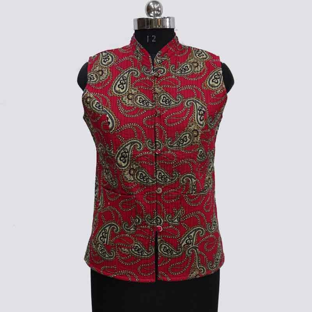 COTTON SCREEN PRINT ALL OVER FLORAL DESIGN SHORT SLEEVE LESS JACKET