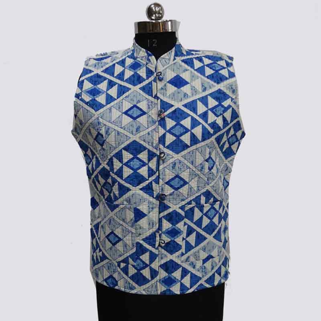COTTON SCREEN PRINT ALL OVER FLORAL DESIGN SHORT SLEEVE LESS JACKET