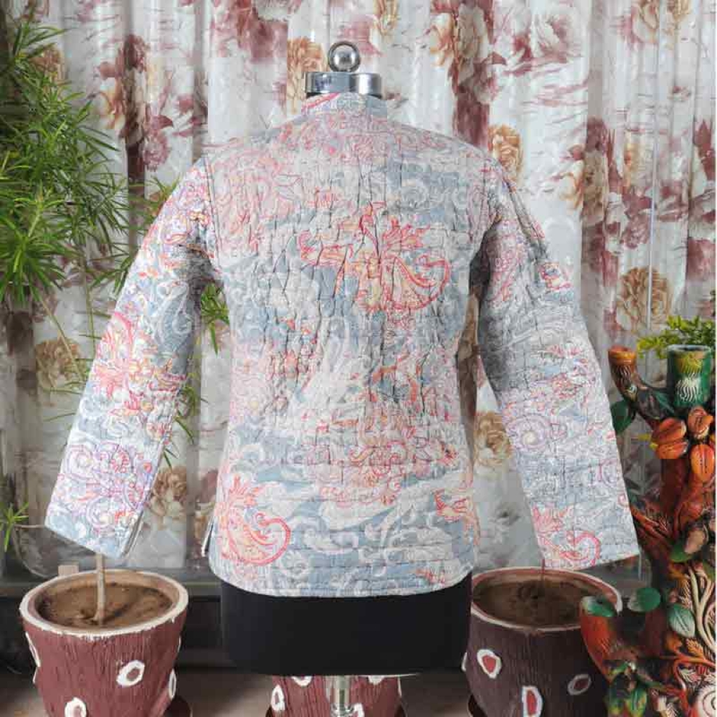 COTTON KANTHA QUILTED PATCH WORK FULL SLEEVE SHORT JACKET