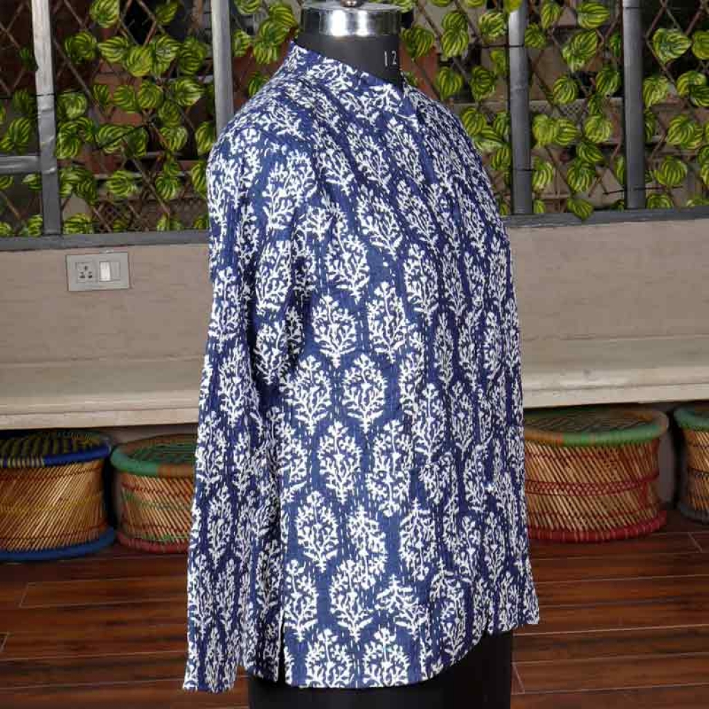 COTTON KANTHA ALL OVER PRINT FULL SLEEVE SHORT JACKET