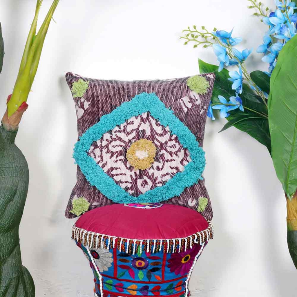 COTTON PRINTED DESIGNER EMBROIDERY CUSHION COVER FOR DECOR HOME