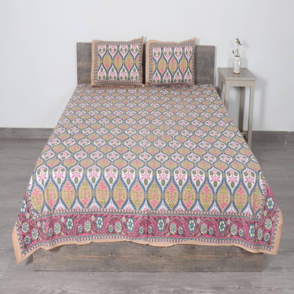 COTTON SCREEN PRINTED BED SHEET