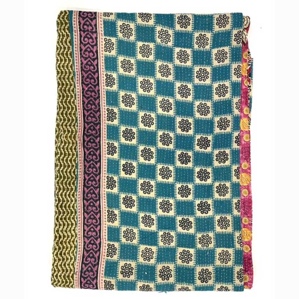 VINTAGE KANTHA GUDRI FLORAL PRINT