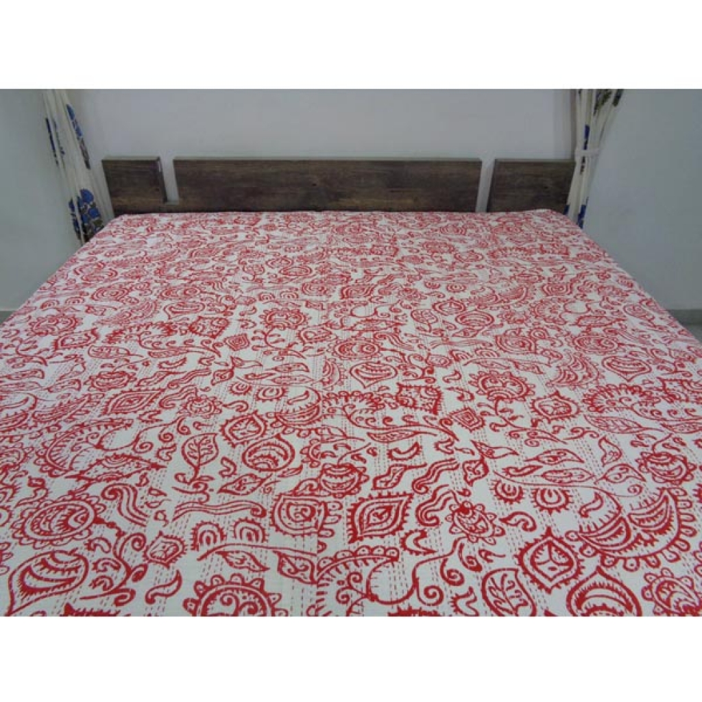 Indian Handmade Cotton Kantha Bed Cover