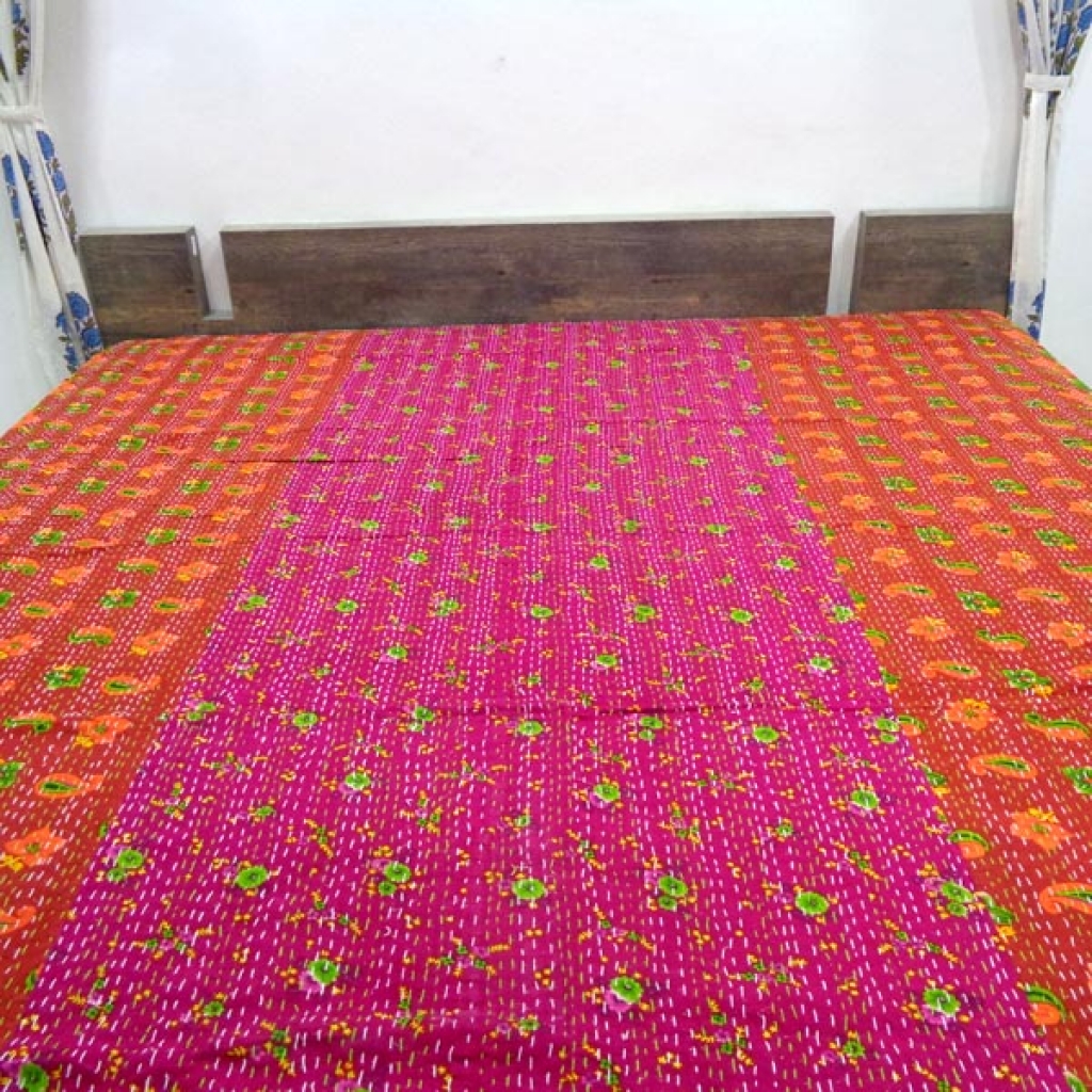 Indian Handmade Cotton Kantha Bed Cover