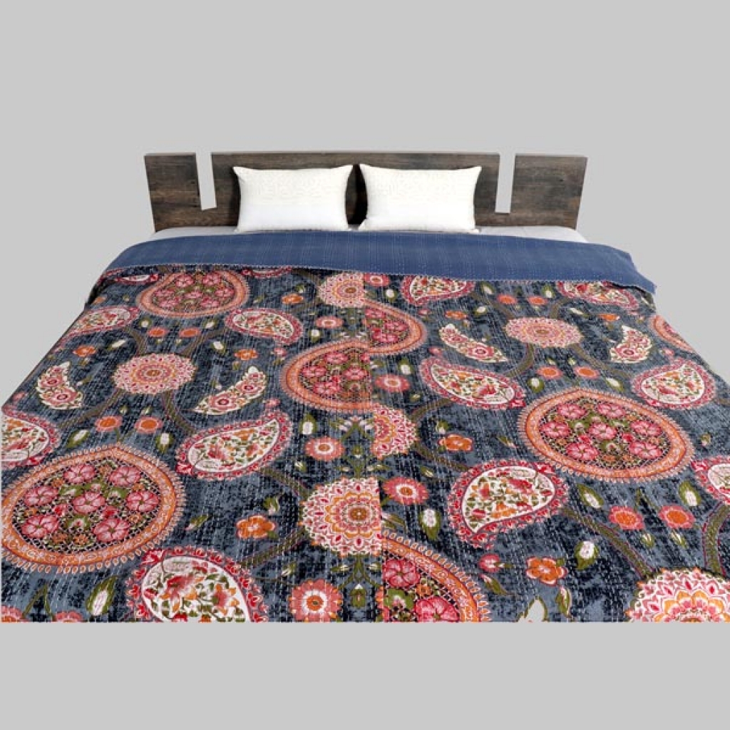 Handmade Cotton Kantha Bed Cover