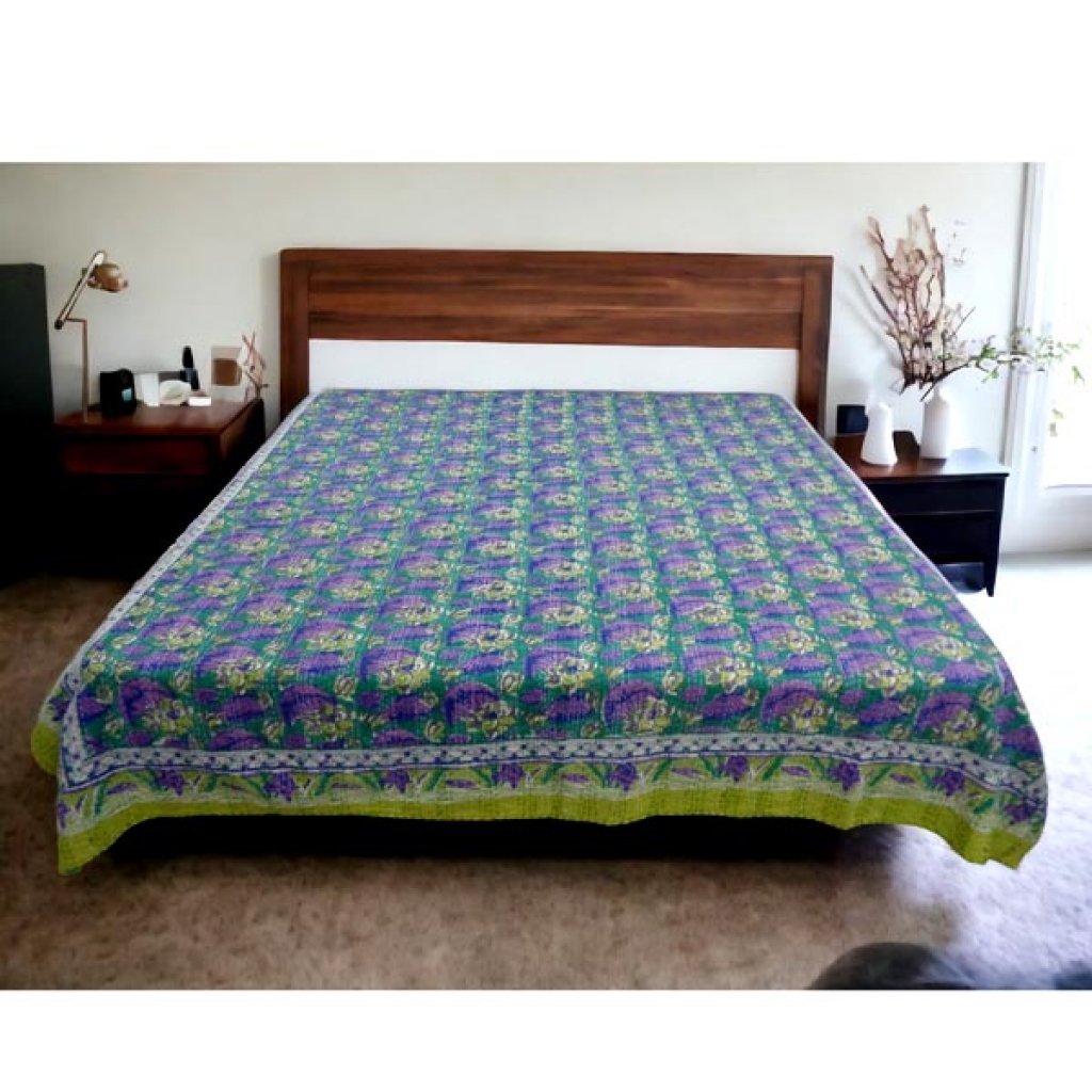 Handmade Cotton Kantha Bed Cover