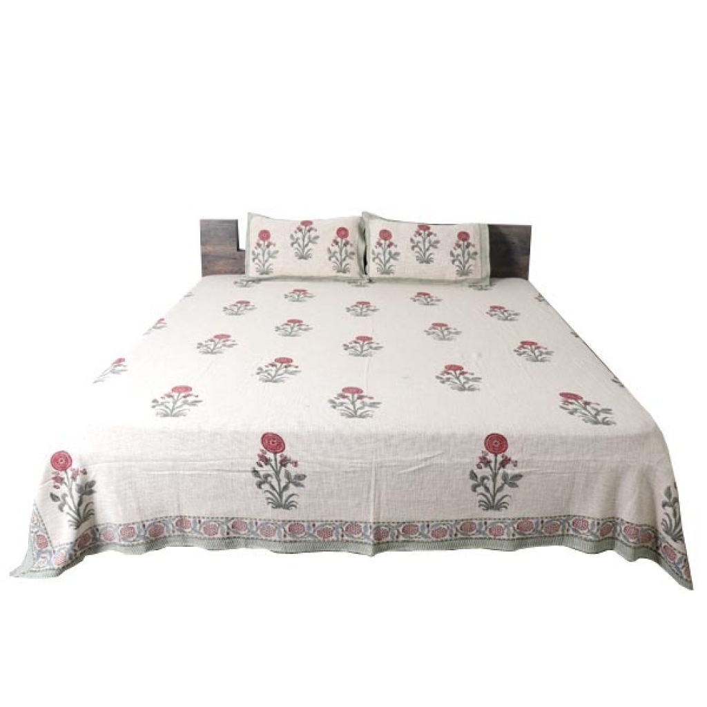 HANDMADE TNT COTTON BLOCK PRINTED BEDCOVER