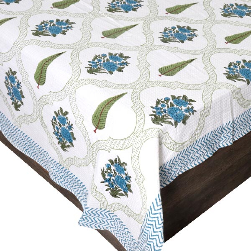 INDIAN WAFFLE COTTON BLOCK PRINTED BEDSHEET