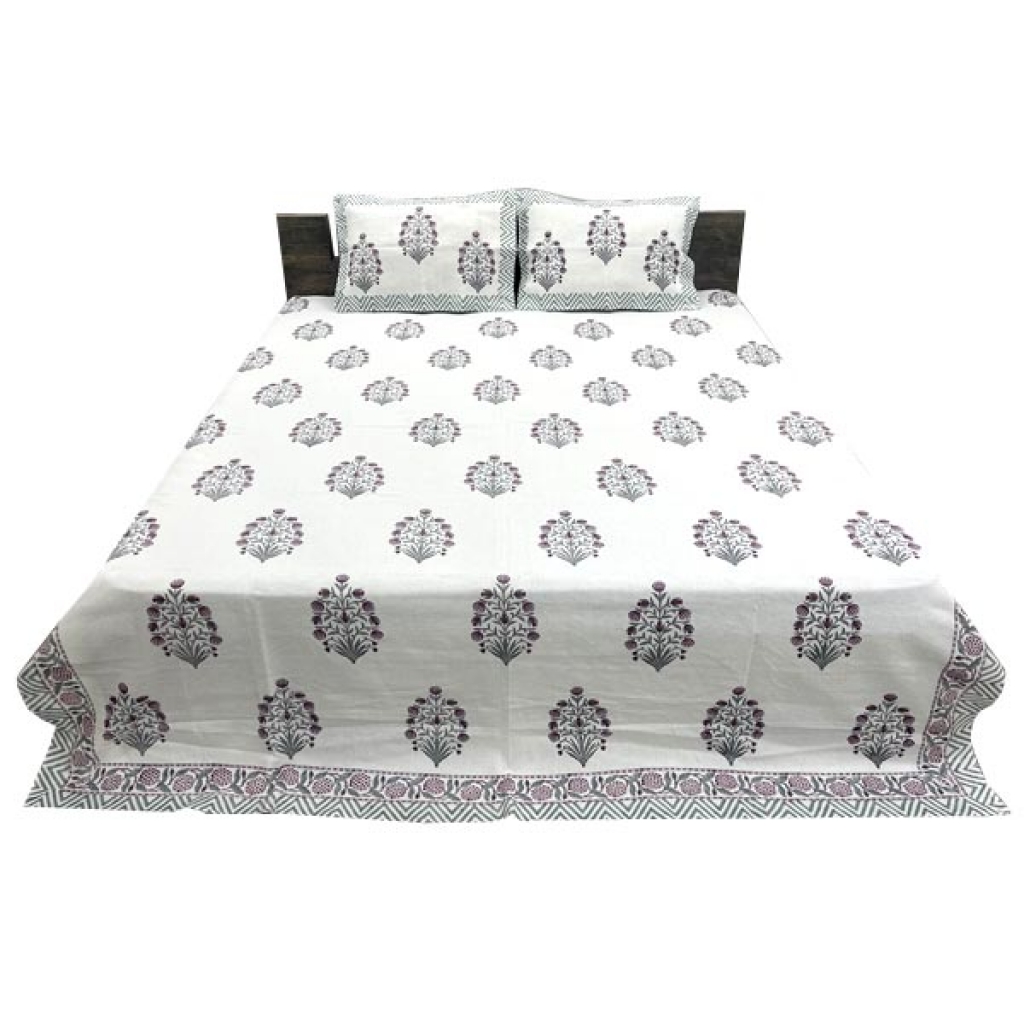 INDIAN WAFFLE COTTON BLOCK PRINTED BEDSHEET