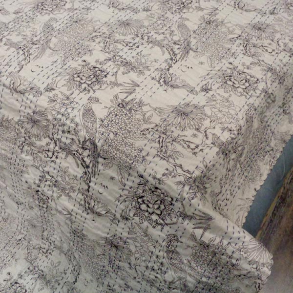 INDIAN HANDMADE COTTON KANTHA BEDCOVER