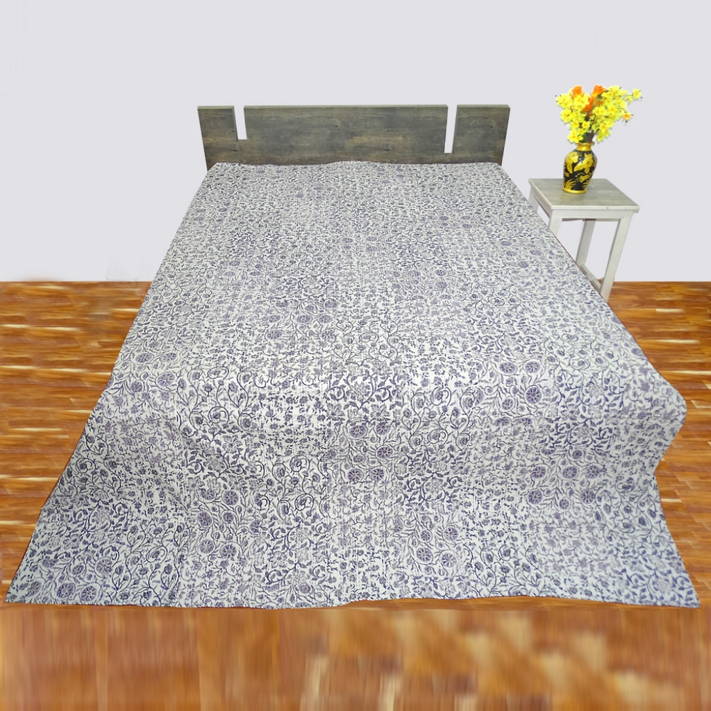 HAND BLOCK PATCH THEME KANTHA BEDCOVER