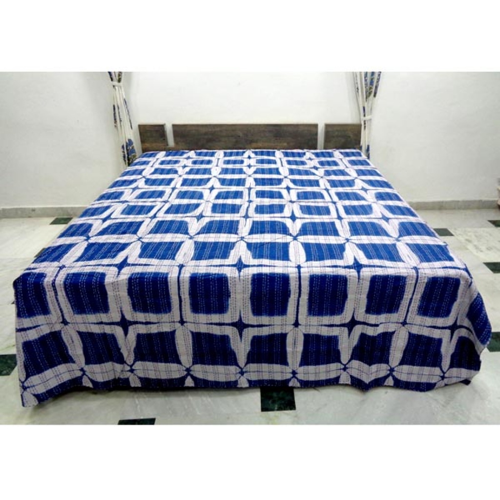 Indian Handmade Cotton Kantha Bed Cover