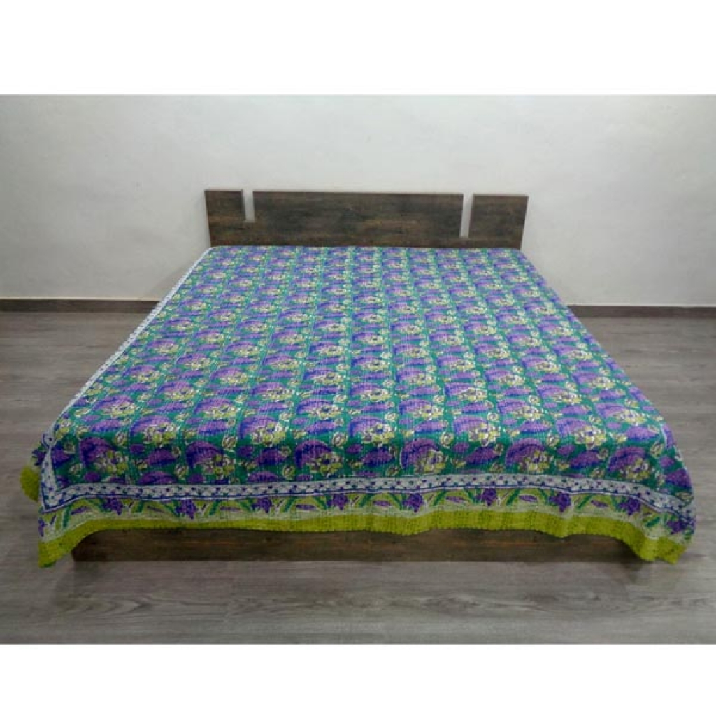 Handmade Cotton Kantha Bed Cover